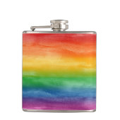 Wasserfarben Regenbogenstreifen Flachmann (Vorderseite)