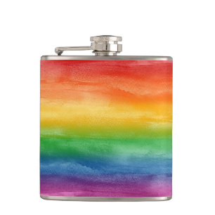 Wasserfarben Regenbogenstreifen Flachmann