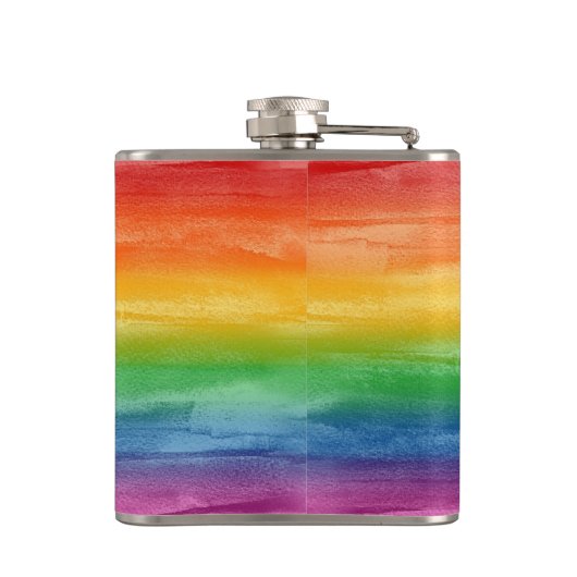 Wasserfarben Regenbogenstreifen Flachmann (Rückseite)