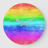 Wasserfarben Regenbogenstreifen Große Wanduhr (Vorderseite)