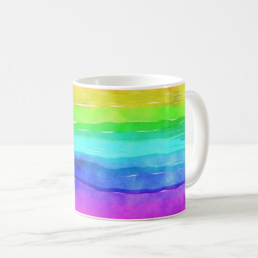 Wasserfarben Regenbogenstreifen Kaffeetasse (VorderseiteRechts)