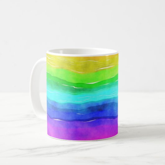 Wasserfarben Regenbogenstreifen Kaffeetasse (Vorderseite Links)