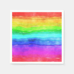 Wasserfarben Regenbogenstreifen  Serviette