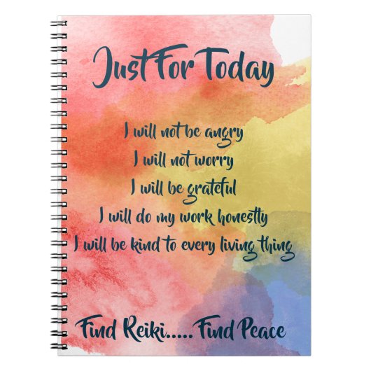 Wasserfarben-Reiki-Principles-Notebook Notizblock (Vorderseite)