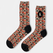Wasserfarben Retro-Mops-Hund Monogramm Socken (Linkes Detail)