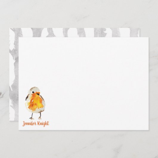 Wasserfarben Robin & Feathers Stationierungsflachk Mitteilungskarte (Vorne/Hinten)