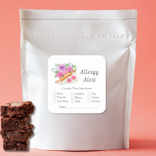 Wasserfarben Rolling Button Rose Konditorei Allerg Quadratischer Aufkleber