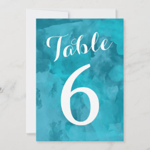Wasserfarben-Romantik-Hochzeitstisch-Nummern Einladung