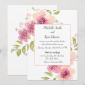 Wasserfarben Rosa Anemone Blumenzwiebeleinladung Einladung (Vorne/Hinten)