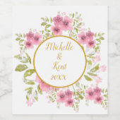 Wasserfarben Rosa Anemone Weinkultur und Erde Weinetikett (Einzelnes Label)