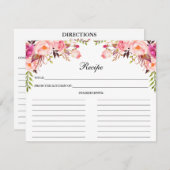 Wasserfarben Rosa Blumendusche Rezeptkarte Hinweiskarte (Vorne/Hinten)