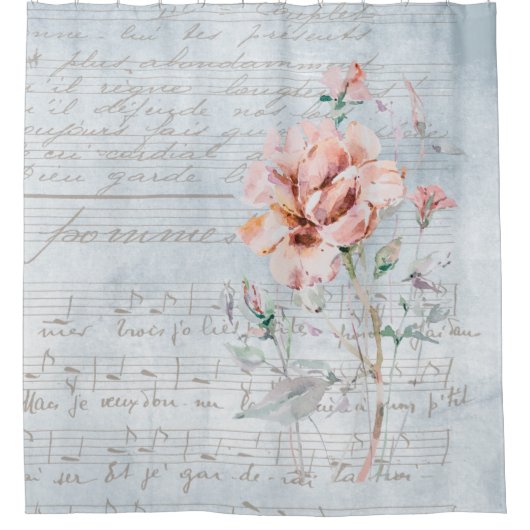 Wasserfarben Rosa Blumendusche Vorhang (Vorderseite)