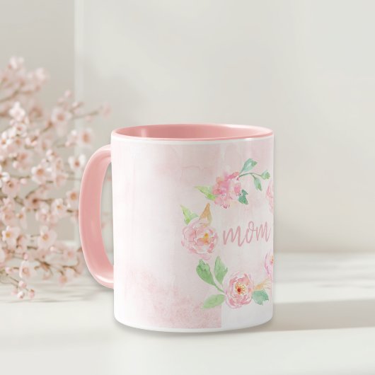 Wasserfarben Rosa Blumengeschenk Tasse