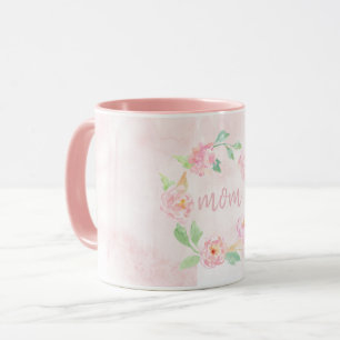 Wasserfarben Rosa Blumengeschenk Tasse