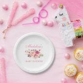 Wasserfarben Rosa Blush Bloral Baby Dusche Pappteller (Party)