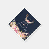 Wasserfarben Rosa Blütenblüte Antler Hochzeit Serviette (Ecke)