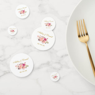 Wasserfarben Rosa Blütengoldene Hochzeit Konfetti