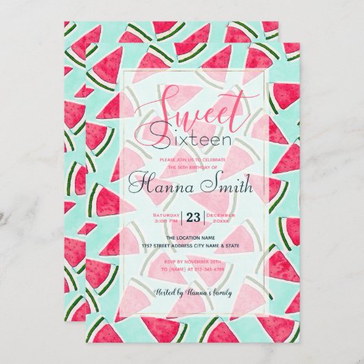 Wasserfarben Rosa Grüne Wassermelone Dreiecke (Vorne/Hinten)