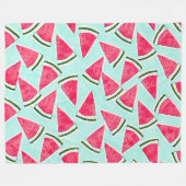 Wasserfarben Rosa Grüne Wassermelone Dreiecke Fleecedecke (Vorderseite (Horizontal))