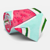 Wasserfarben Rosa Grüne Wassermelone Dreiecke Krawatte (Gerollt)