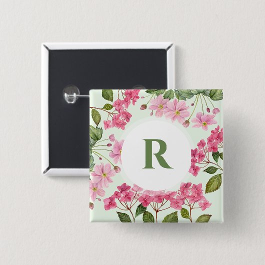 Wasserfarben-Rosa-Hydrangea und japanisches Anemon Button (Vorne & Hinten)