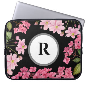 Wasserfarben-Rosa-Hydrangea und japanisches Anemon Laptopschutzhülle