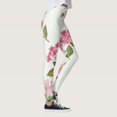 Wasserfarben-Rosa-Hydrangea und japanisches Anemon Leggings (Rechts)