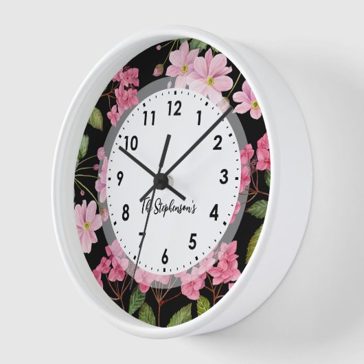 Wasserfarben-Rosa-Hydrangea und japanisches Anemon Uhr (Winkel)