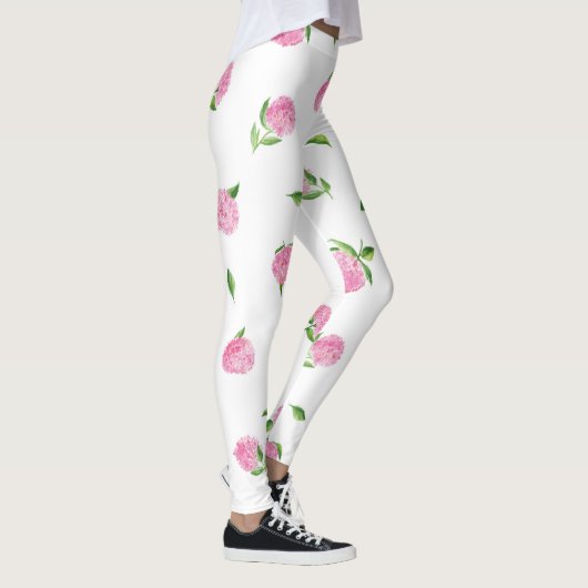 Wasserfarben-Rosa-Hydrangeas Leggings (Rechts)