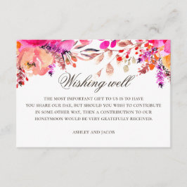 Wasserfarben Rosa lila Blumenhochzeit wünscht sich Begleitkarte