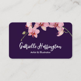 Wasserfarben Rosa Moth Orchideen Visitenkarte