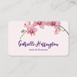 Wasserfarben Rosa Moth Orchideen Visitenkarte