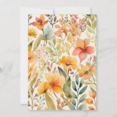 Wasserfarben Rosa Orangefarbene Wildblumen Hochzei Einladung (Rückseite)