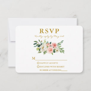Wasserfarben Rosa Rosa Rosa Blütenblüte Elegante RSVP Karte