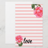 Wasserfarben Rosa Rosa Rose Kunstvoll wandern Briefpapier (Vorne/Hinten)