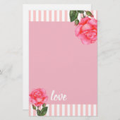Wasserfarben Rosa Rosa Rose Kunstvoll wandern Briefpapier (Vorne/Hinten)