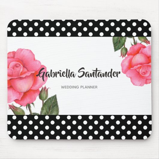 Wasserfarben Rosa Rose Botanische Blumenzwiebelkun Mousepad (Vorne)