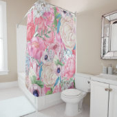 Wasserfarben Rosa und Blush Peonings Frühling Duschvorhang (Beispiel)