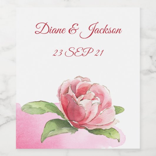 Wasserfarben Rosa Weinetikett (Einzelnes Label)