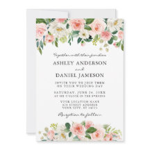 Wasserfarben Rosa Weiße Blumenhochzeit Elegante