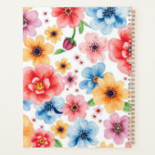 Wasserfarben-Rosé-Blumenmuster-Monogramm-Name Planer (Rückseite)