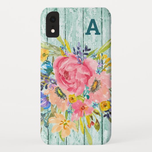 Wasserfarben-Rose-Floral-Spray mit anfänglicher Case-Mate iPhone Hülle (Rückseite)
