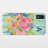Wasserfarben-Rose-Floral-Spray mit anfänglicher Case-Mate iPhone Hülle (Rückseite (Horizontal))
