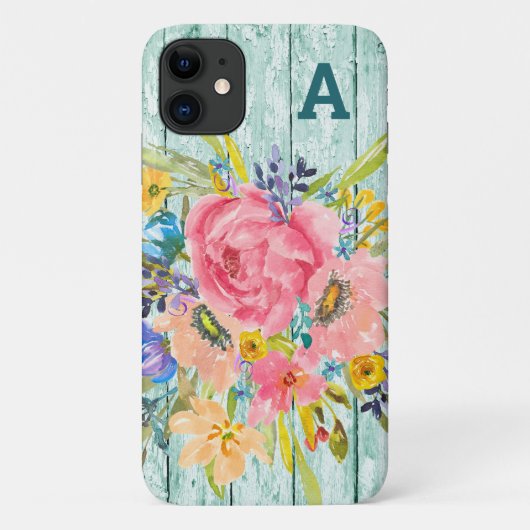 Wasserfarben-Rose-Floral-Spray mit anfänglicher Case-Mate iPhone Hülle (Rückseite)