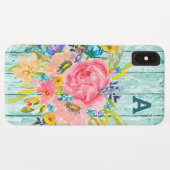Wasserfarben-Rose-Floral-Spray mit anfänglicher Case-Mate iPhone Hülle (Rückseite (Horizontal))
