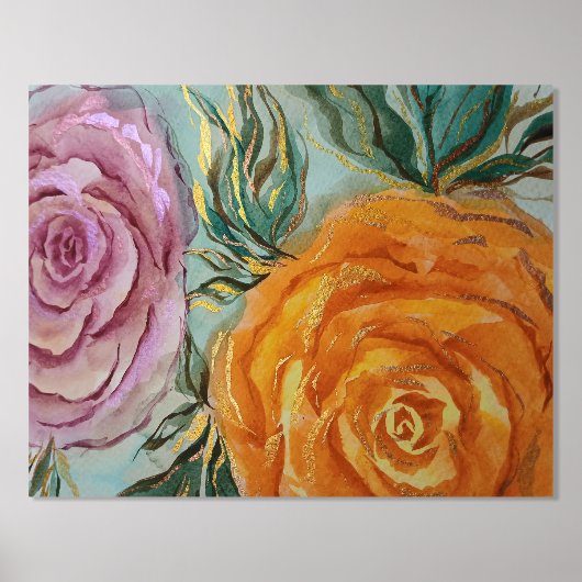 Wasserfarben-Rose Foliendrucke (Vorderseite)