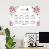 Wasserfarben-Rose Hochzeitstabelle Poster (Heimbüro)