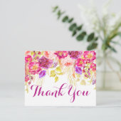 Wasserfarben-Rose Hydrangea floral Dankeschön Kart Dankeskarte (Stehend Vorderseite)