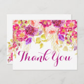 Wasserfarben-Rose Hydrangea floral Dankeschön Kart Dankeskarte (Vorne/Hinten)