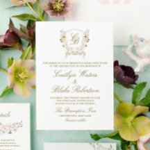 Wasserfarben-Rose Hydrangea Wedding Wappen Einladu